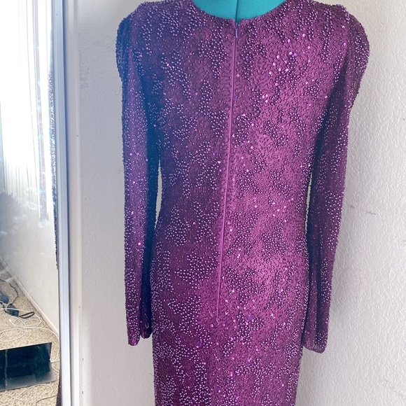 MAC DUGGAL PURPLE BERRY GRAPE 5177 PEARL GRAPE FORMAL BODY SHAPE DRESS SZ 6 - Picture 5 of 8